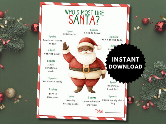 Who's Most Like Black Santa Game Printable