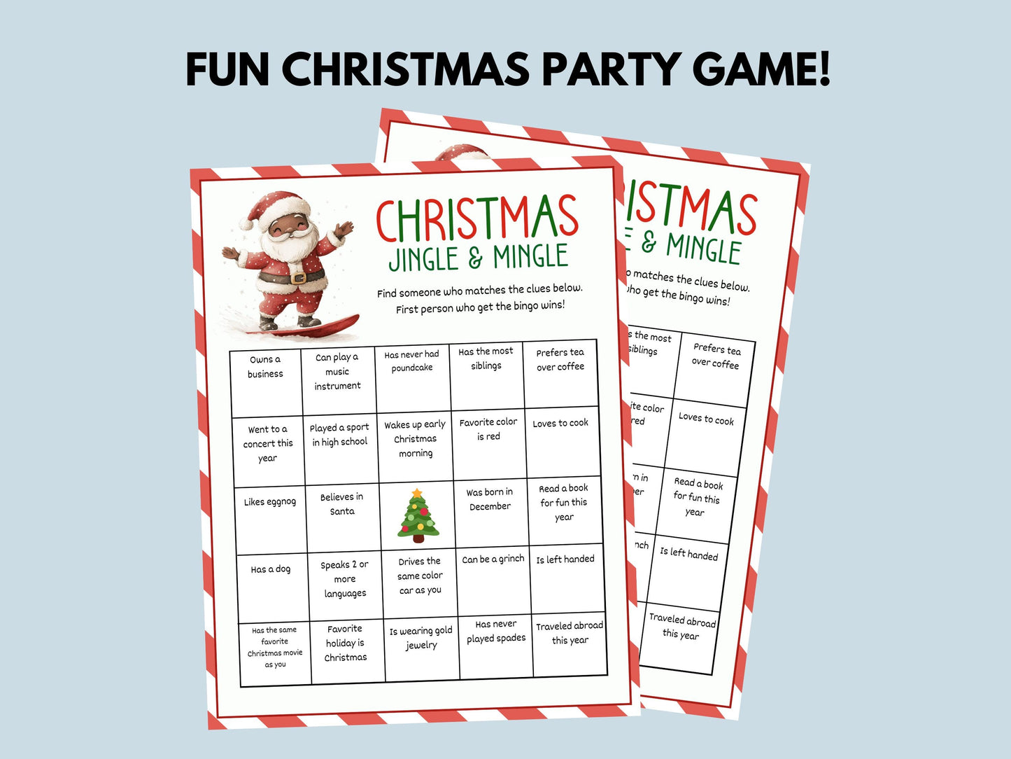 Jingle and Mingle Bingo Christmas Game Printable