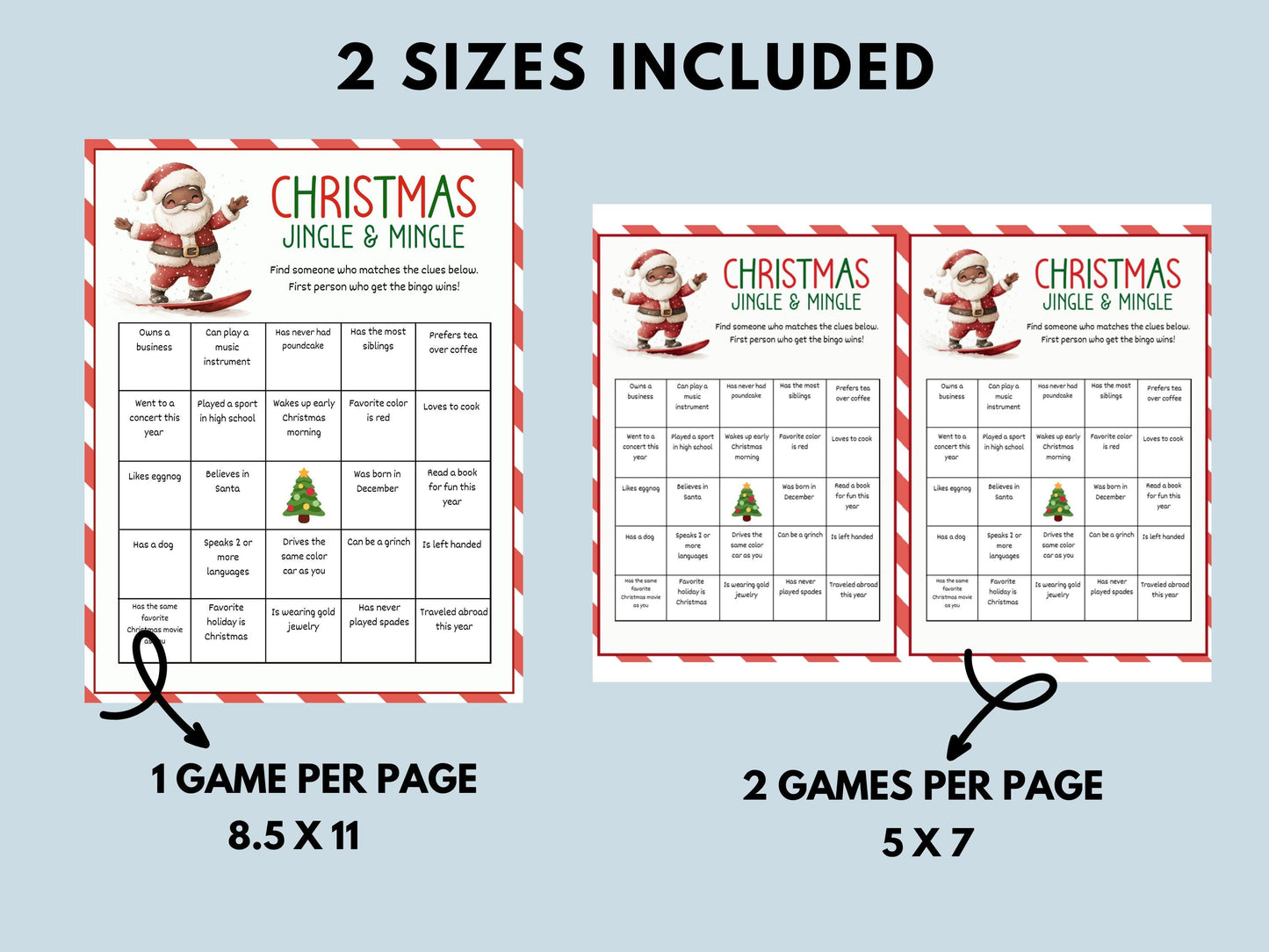 Jingle and Mingle Bingo Christmas Game Printable