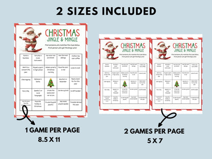 Jingle and Mingle Bingo Christmas Game Printable