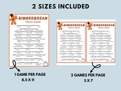 Gingerbread Trivia Game Printable