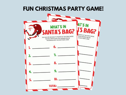 What's in the Bag Christmas Game Printable