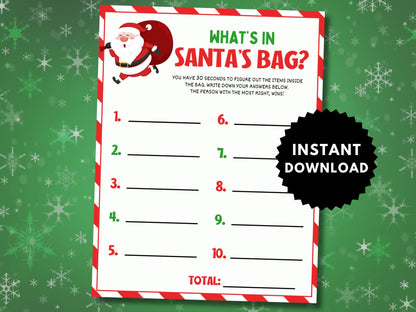 What's in the Bag Christmas Game Printable