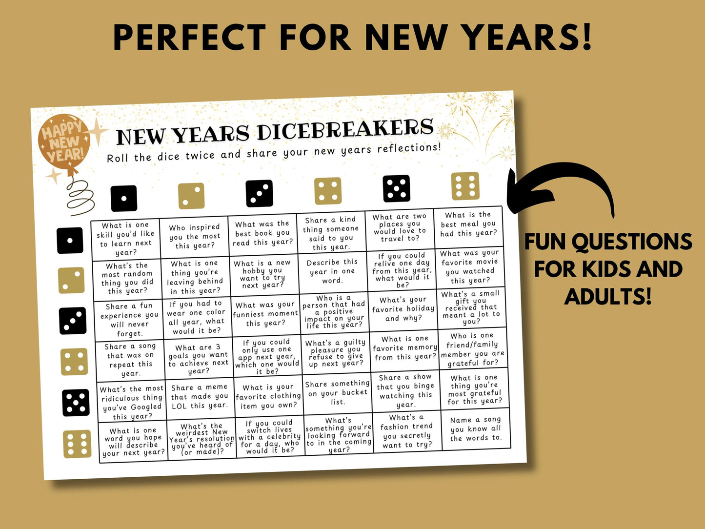 New Years Eve Dicebreaker Game Printable