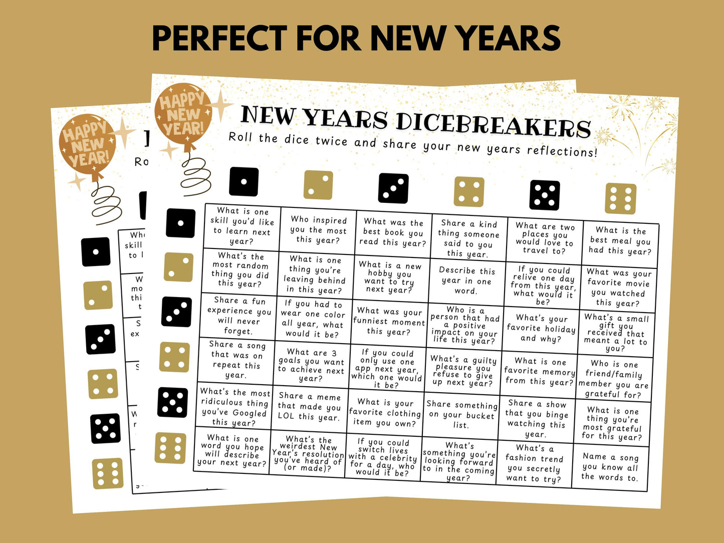 New Years Eve Dicebreaker Game Printable