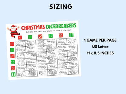 Christmas Dicebreakers Game Printable